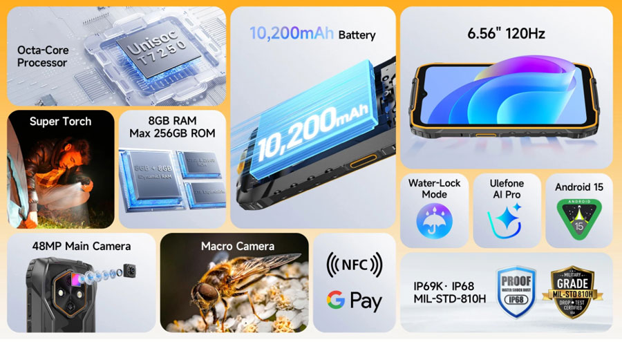 Захищенний смартфон UleFone RugKing 4 Pro 8/256GB Black