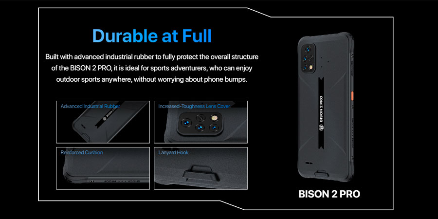 спортивный смартфон UMIDIGI Bison 2 Pro с защищенными углами и петелькой для  шнурка на руку